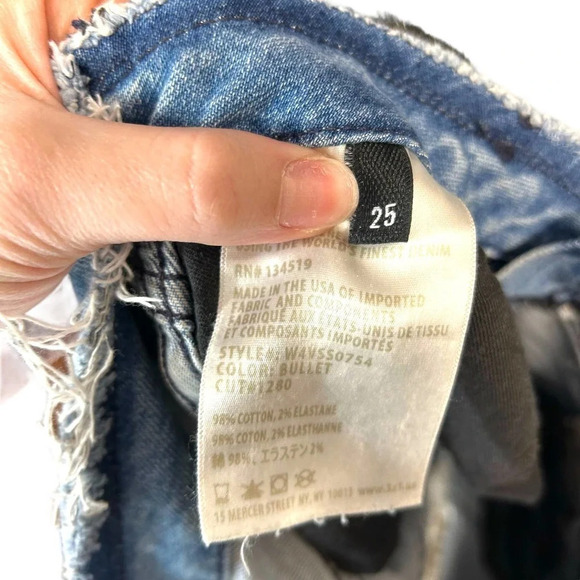 3x1 Stripped Shelter Shorts Medium Wash Distressed Cotton Denim Blue‎ Size 25 - Picture 8 of 10